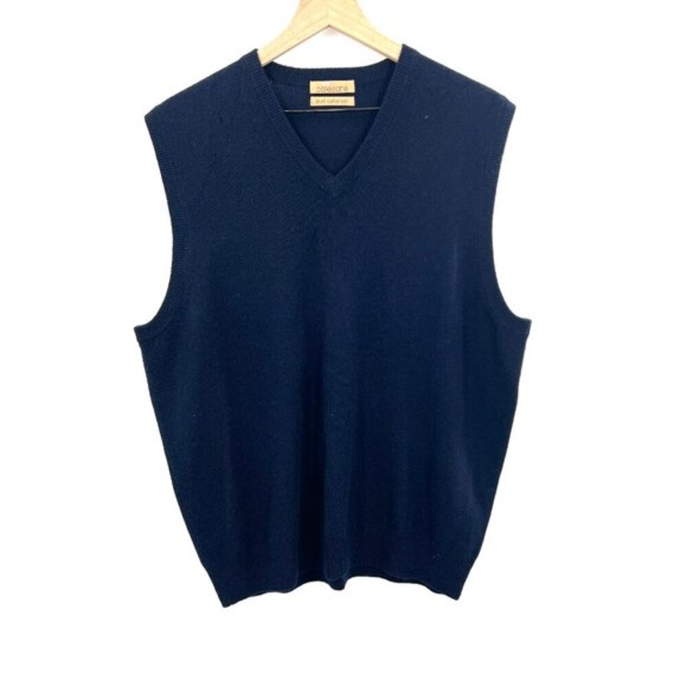 Marks‎ & Spencer Collezione pure cashmere navy blue v-neck sweater vest L